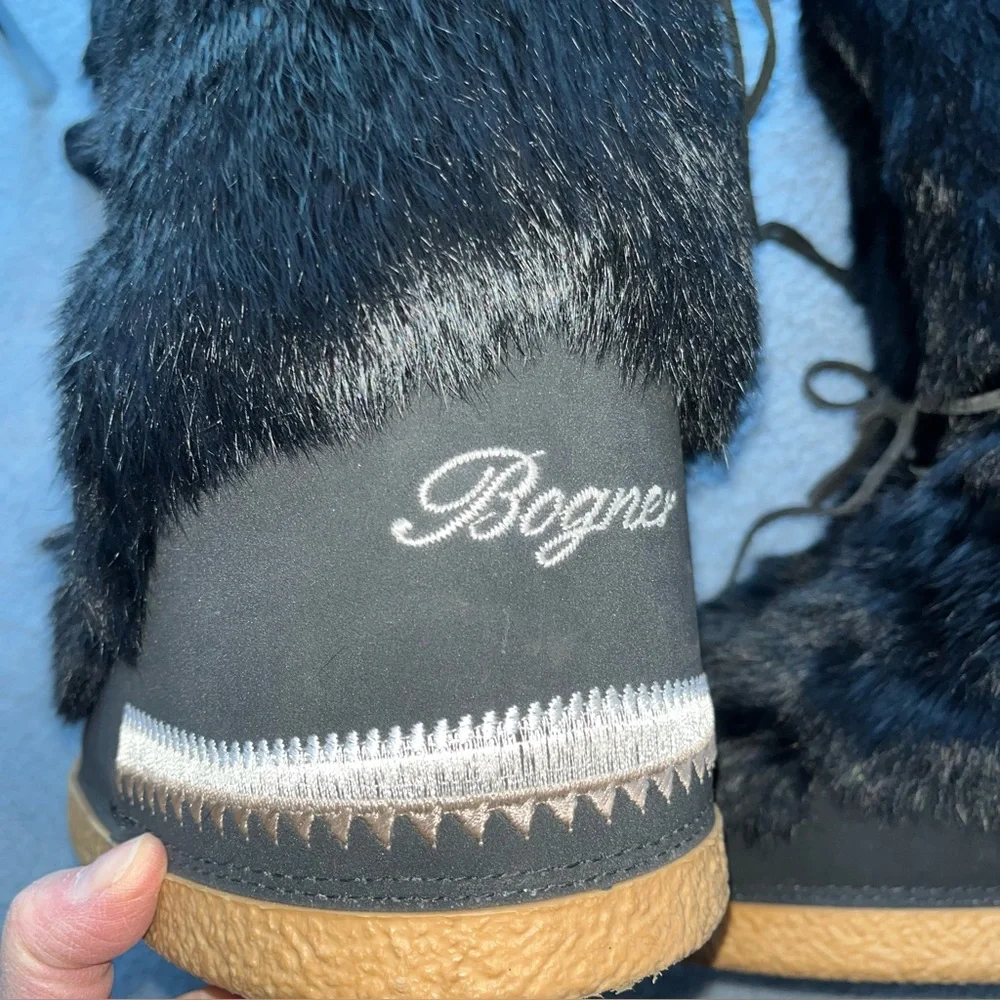 Bogner Black Rabbit Fur Winter Boots 9/10